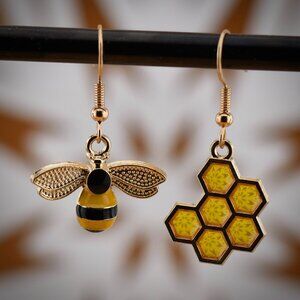 Honeycomb & Bee Earrings